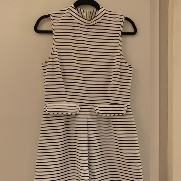 ASOS High Neck A Line Dress with Pockets in Stripe - Picture 6 of 8